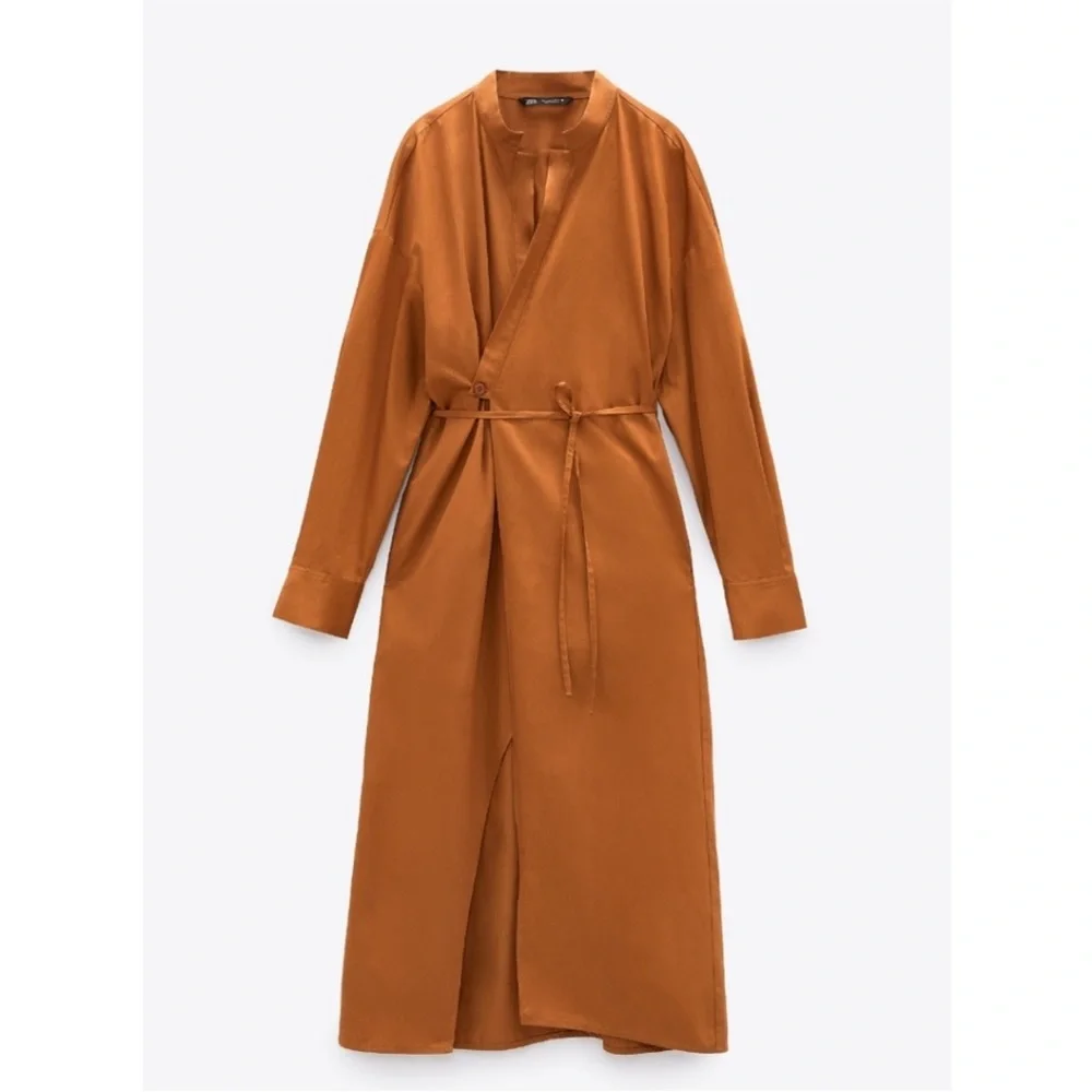 Zara burnt orange wrap dress - Picture 4 of 6